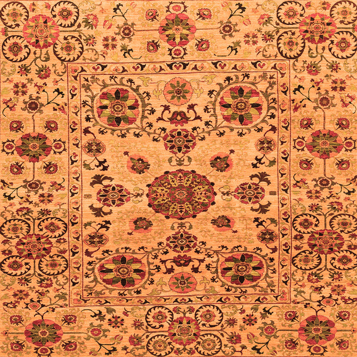 Square Machine Washable Oriental Orange Modern Area Rugs, wshabs3642org