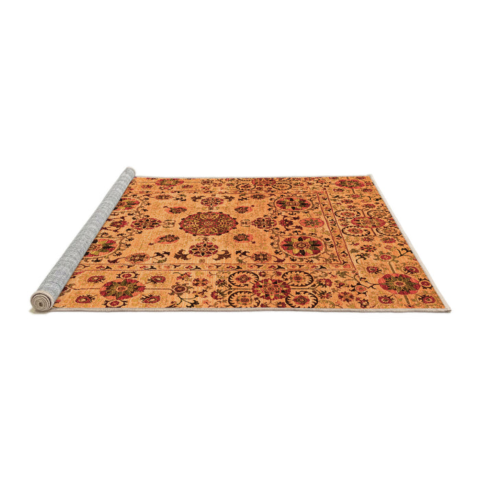Sideview of Machine Washable Oriental Orange Modern Area Rugs, wshabs3642org