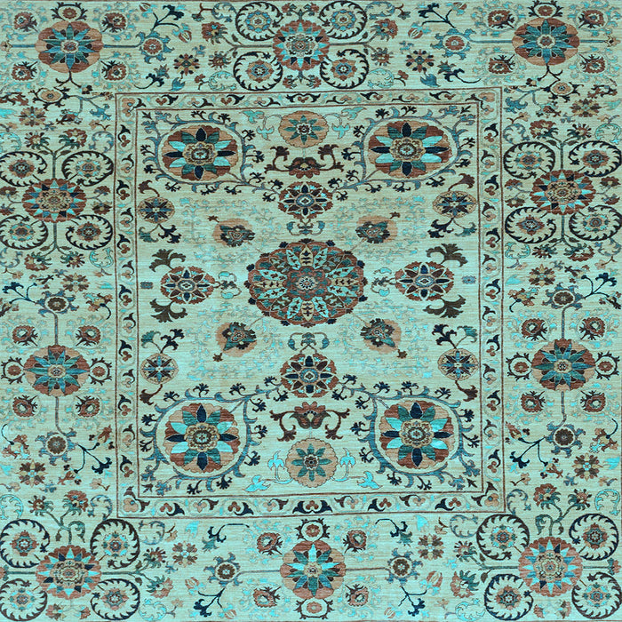 Square Machine Washable Oriental Light Blue Modern Rug, wshabs3642lblu