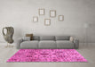 Machine Washable Oriental Pink Modern Rug in a Living Room, wshabs3642pnk