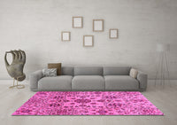 Machine Washable Oriental Pink Modern Rug, wshabs3642pnk