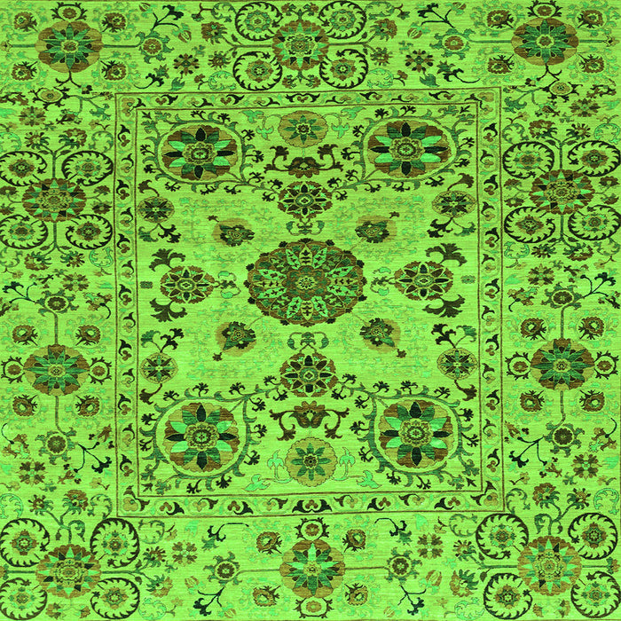 Square Machine Washable Oriental Green Modern Area Rugs, wshabs3642grn