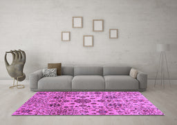Machine Washable Oriental Purple Modern Area Rugs in a Living Room, wshabs3642pur