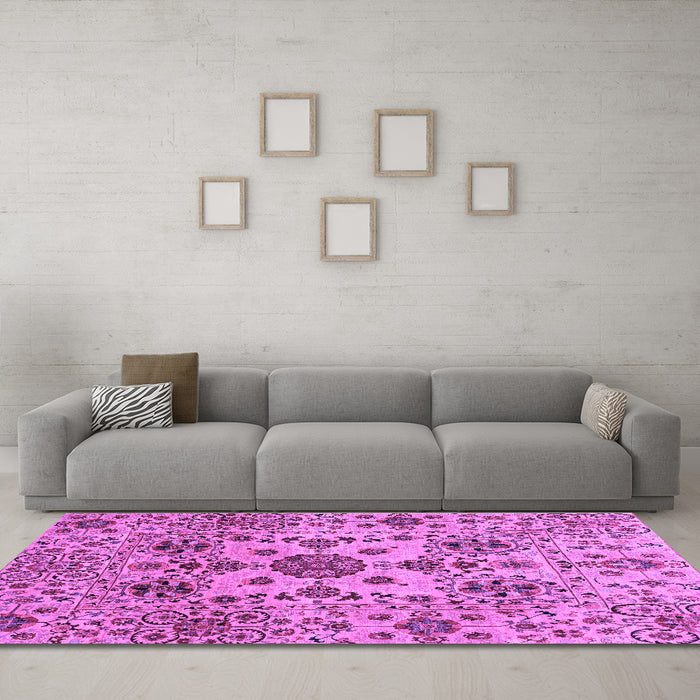 Machine Washable Oriental Purple Modern Area Rugs in a Living Room, wshabs3642pur
