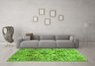 Machine Washable Oriental Green Modern Area Rugs in a Living Room,, wshabs3642grn