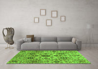 Machine Washable Oriental Green Modern Rug, wshabs3642grn