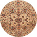 Round Machine Washable Abstract Red Rug, wshabs3642