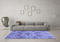 Machine Washable Oriental Blue Modern Rug, wshabs3642blu