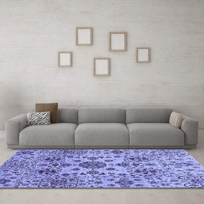 Machine Washable Oriental Blue Modern Rug in a Living Room, wshabs3642blu