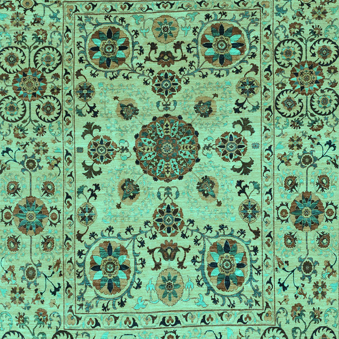 Machine Washable Oriental Turquoise Modern Area Rugs, wshabs3642turq