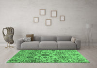 Machine Washable Oriental Emerald Green Modern Rug, wshabs3642emgrn