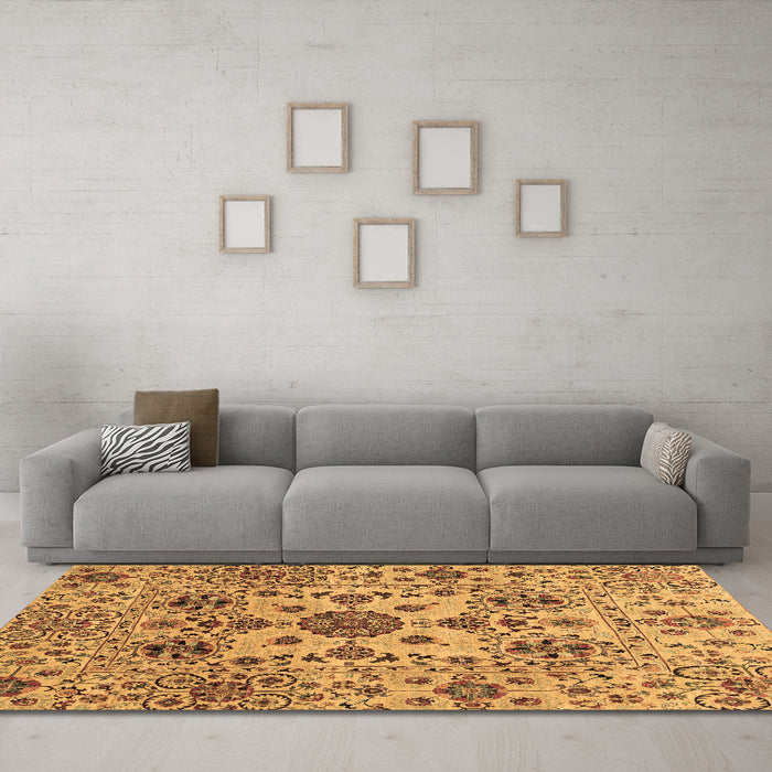 Machine Washable Oriental Brown Modern Rug in a Living Room,, wshabs3642brn