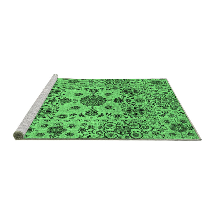 Sideview of Machine Washable Oriental Emerald Green Modern Area Rugs, wshabs3642emgrn