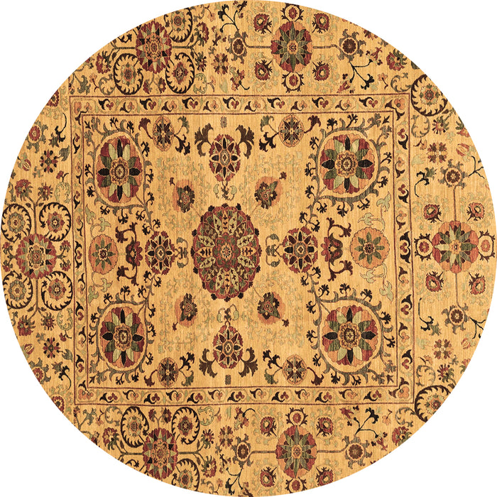 Round Machine Washable Oriental Brown Modern Rug, wshabs3642brn