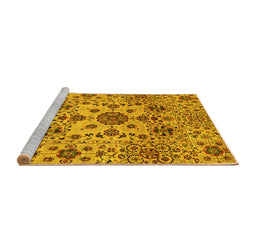 Sideview of Machine Washable Oriental Yellow Modern Rug, wshabs3642yw