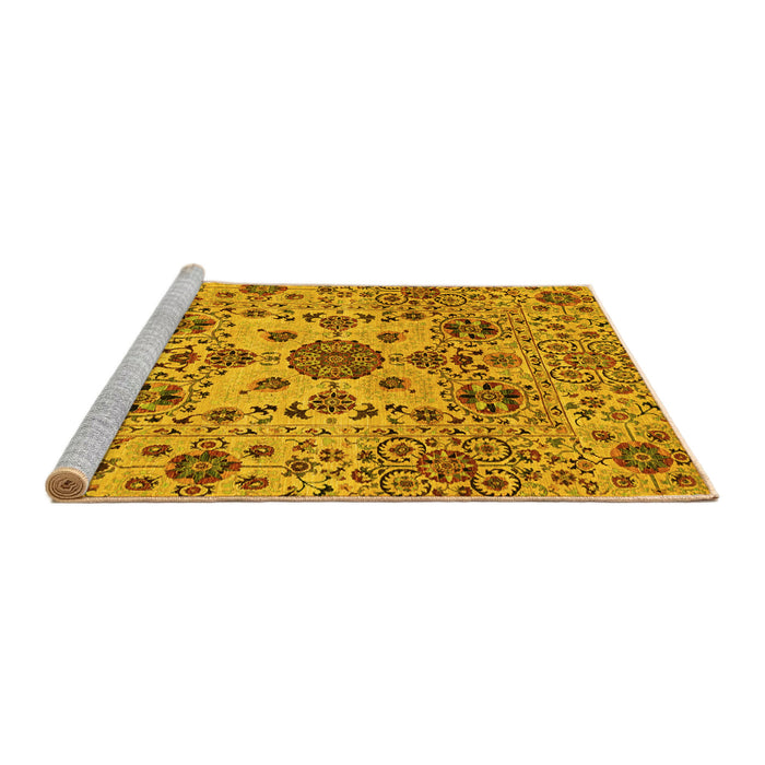 Sideview of Machine Washable Oriental Yellow Modern Rug, wshabs3642yw