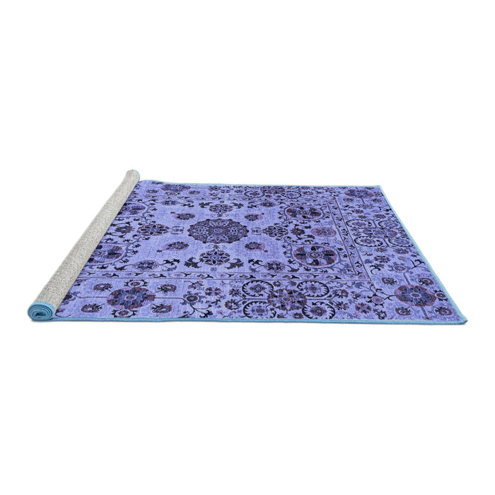 Sideview of Machine Washable Oriental Blue Modern Rug, wshabs3642blu