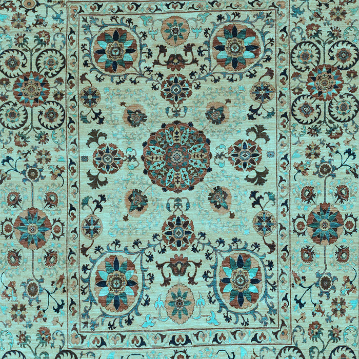 Machine Washable Oriental Light Blue Modern Rug, wshabs3642lblu