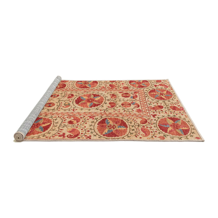 Sideview of Machine Washable Abstract Orange Red Rug, wshabs3643