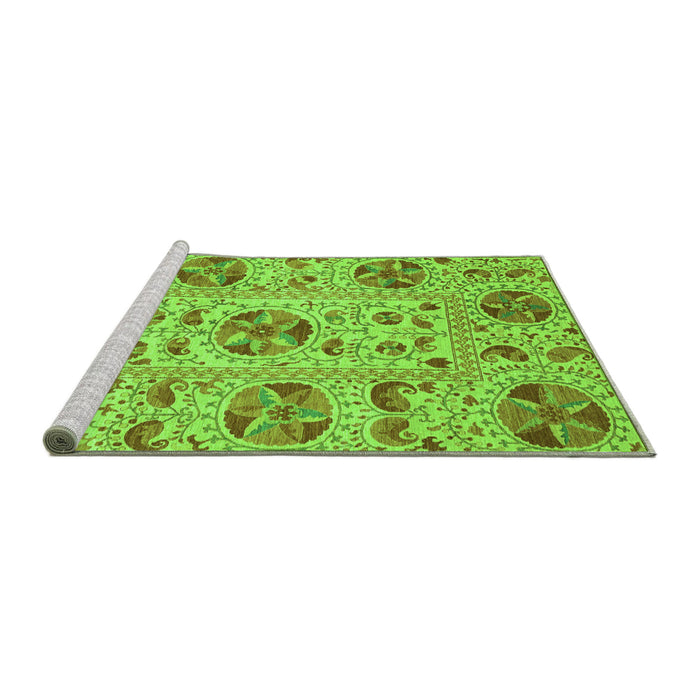 Sideview of Machine Washable Oriental Green Modern Area Rugs, wshabs3643grn