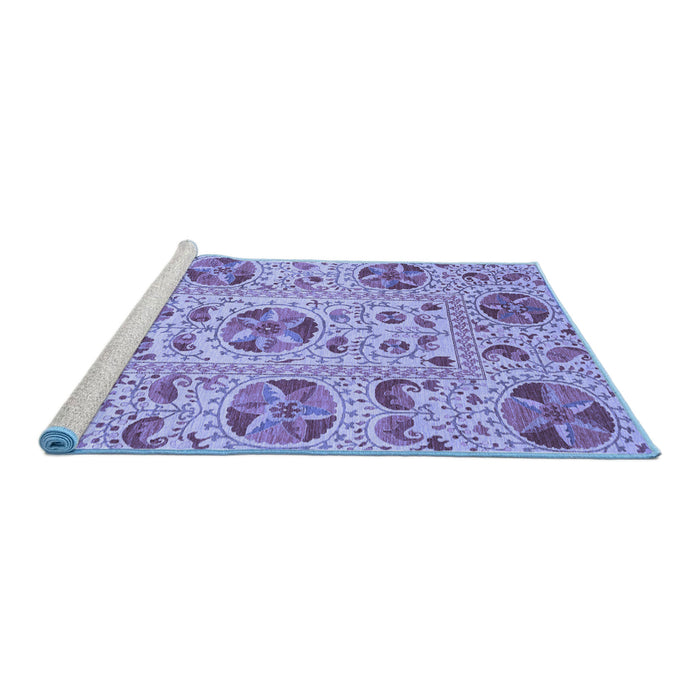 Sideview of Machine Washable Oriental Blue Modern Rug, wshabs3643blu