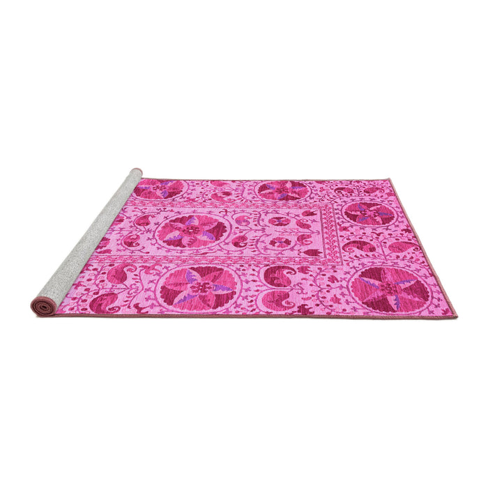 Sideview of Machine Washable Oriental Pink Modern Rug, wshabs3643pnk
