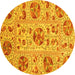 Round Oriental Yellow Modern Rug, abs3643yw