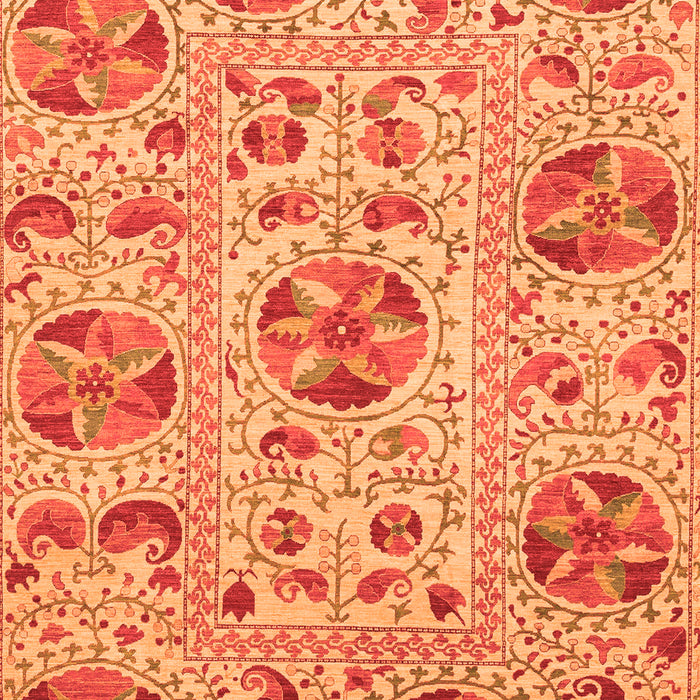 Machine Washable Oriental Orange Modern Area Rugs, wshabs3643org