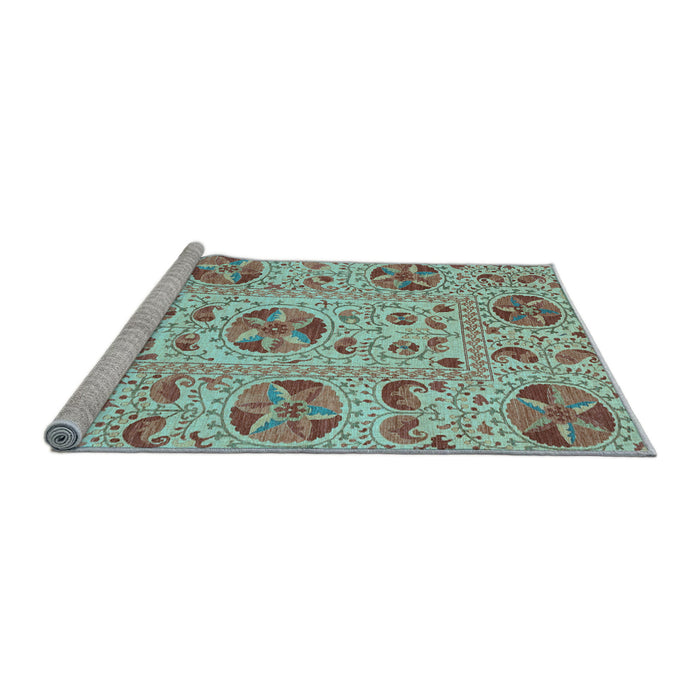 Sideview of Machine Washable Oriental Light Blue Modern Rug, wshabs3643lblu