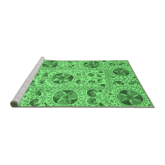 Sideview of Machine Washable Oriental Emerald Green Modern Area Rugs, wshabs3643emgrn