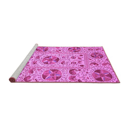 Sideview of Machine Washable Oriental Purple Modern Area Rugs, wshabs3643pur