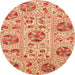 Round Abstract Orange Red Oriental Rug, abs3643