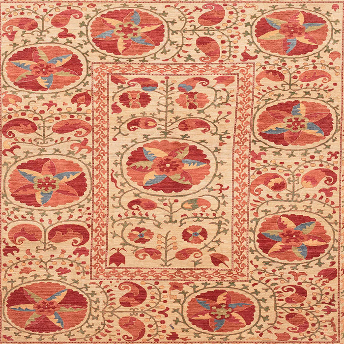 Square Machine Washable Abstract Orange Red Rug, wshabs3643