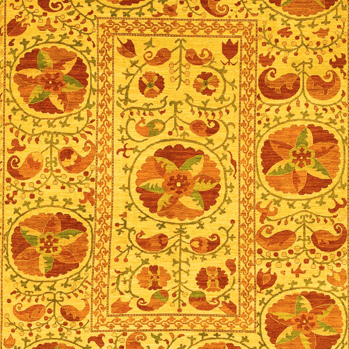 Machine Washable Oriental Yellow Modern Rug, wshabs3643yw