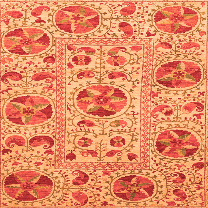 Square Oriental Orange Modern Rug, abs3643org