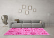 Machine Washable Oriental Pink Modern Rug in a Living Room, wshabs3643pnk