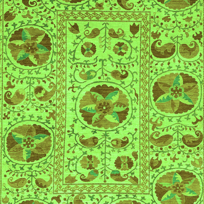 Machine Washable Oriental Green Modern Area Rugs, wshabs3643grn