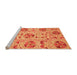 Sideview of Machine Washable Oriental Orange Modern Area Rugs, wshabs3643org