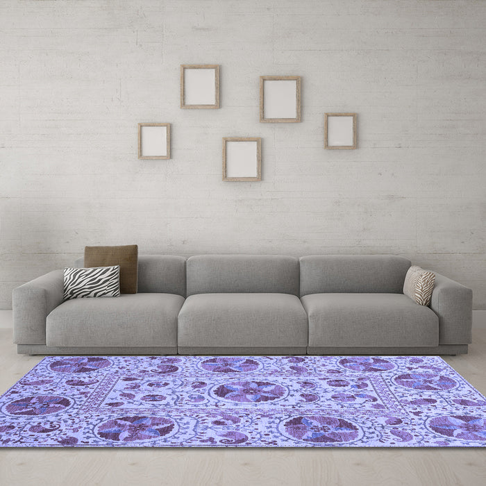 Machine Washable Oriental Blue Modern Rug in a Living Room, wshabs3643blu