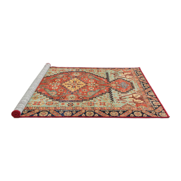 Sideview of Machine Washable Abstract Fire Brick Red Rug, wshabs3644