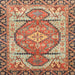 Square Abstract Fire Brick Red Oriental Rug, abs3644