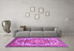 Machine Washable Oriental Purple Modern Area Rugs in a Living Room, wshabs3644pur