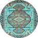 Round Oriental Light Blue Modern Rug, abs3644lblu