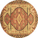 Round Oriental Brown Modern Rug, abs3644brn