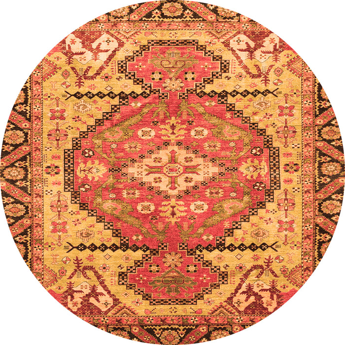 Round Oriental Orange Modern Rug, abs3644org