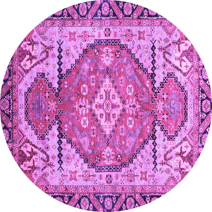Round Machine Washable Oriental Purple Modern Area Rugs, wshabs3644pur