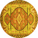 Round Oriental Yellow Modern Rug, abs3644yw