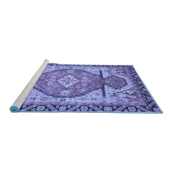 Sideview of Machine Washable Oriental Blue Modern Rug, wshabs3644blu