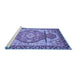 Sideview of Machine Washable Oriental Blue Modern Rug, wshabs3644blu