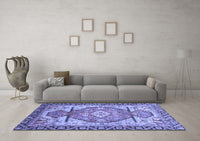 Machine Washable Oriental Blue Modern Rug, wshabs3644blu